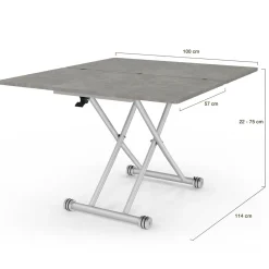 IDMarket Table basse relevable en table à manger moderne avec plateau effet béton* Collection Design|Collection Contemporaine