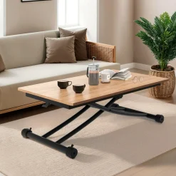 IDMarket Table basse relevable en table à manger industrielle* Salon Complet|Tables Basses