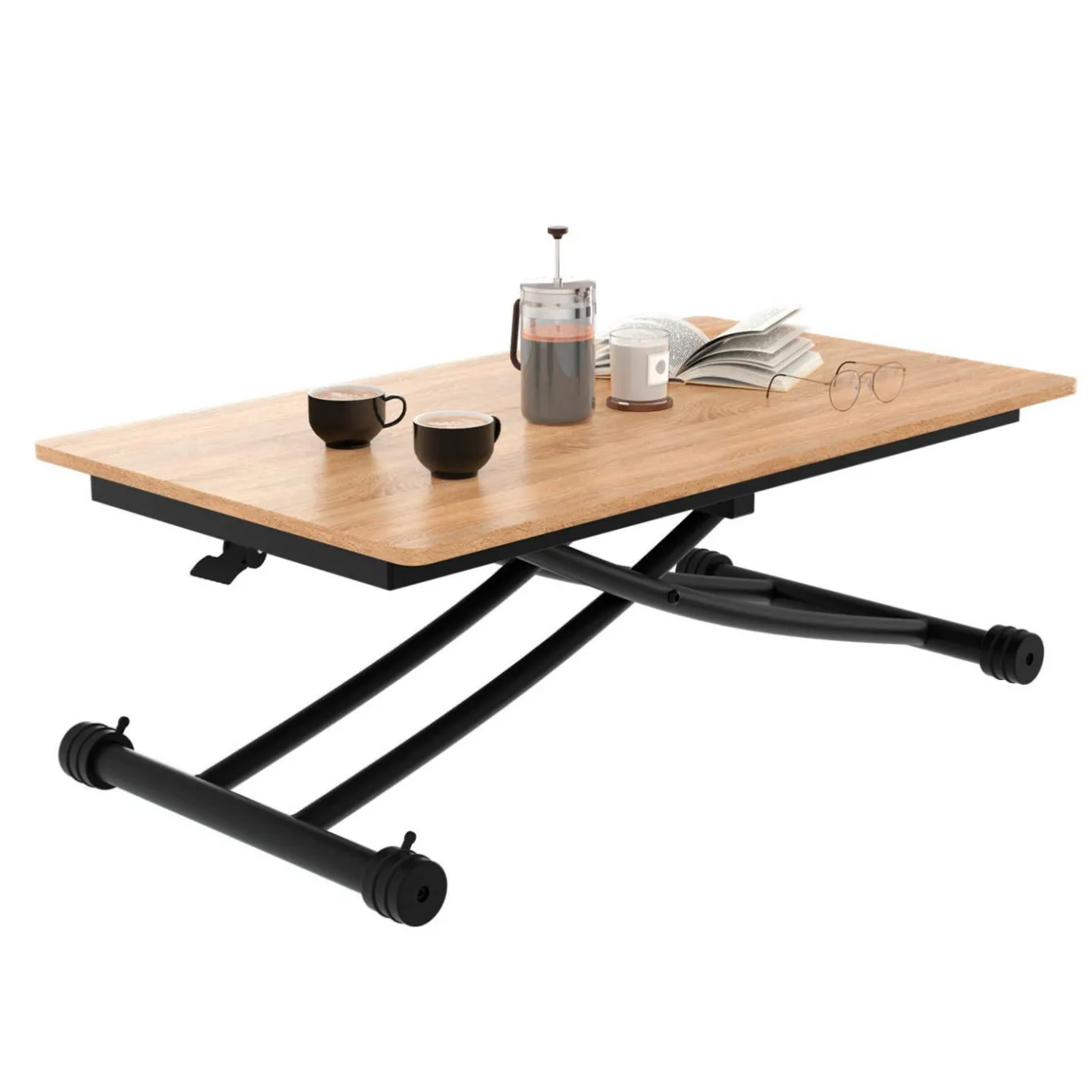 IDMarket Table basse relevable en table à manger industrielle* Salon Complet|Tables Basses