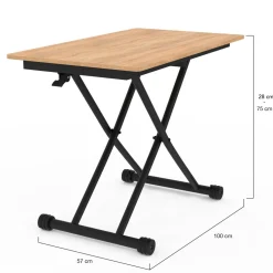IDMarket Table basse relevable en table à manger industrielle* Salon Complet|Tables Basses