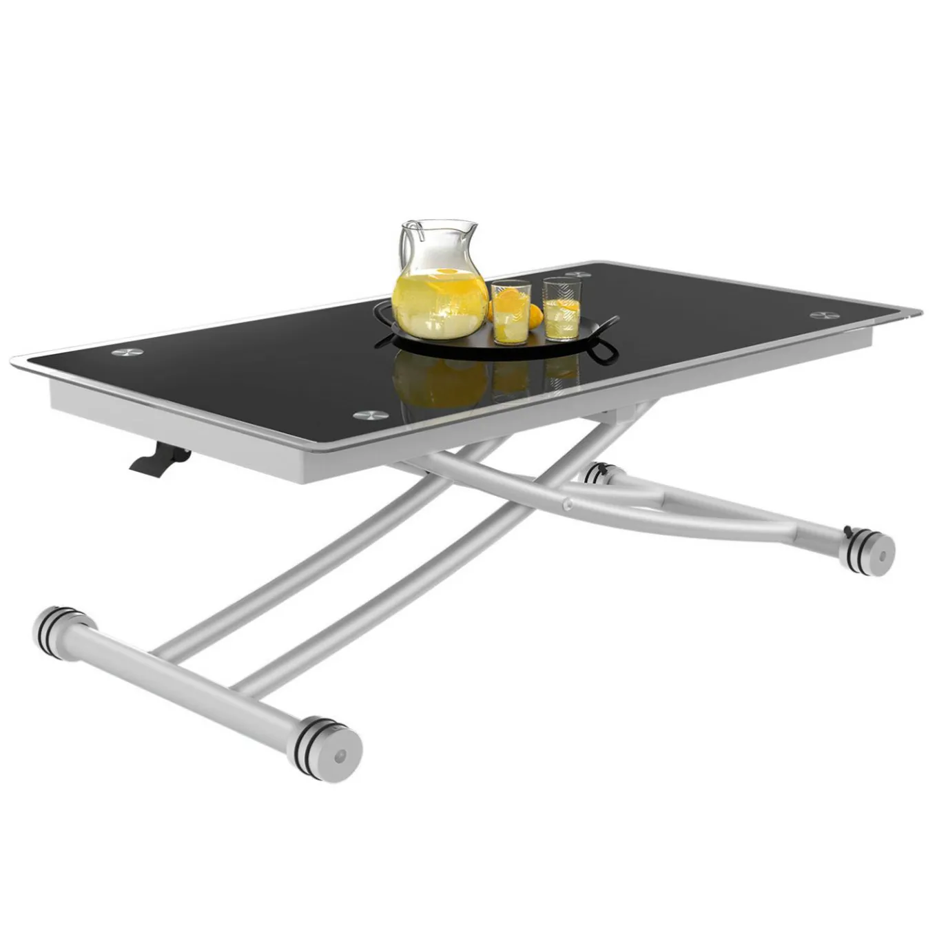 IDMarket Table basse relevable en table à manger verre trempé* Salon Complet|Tables Basses