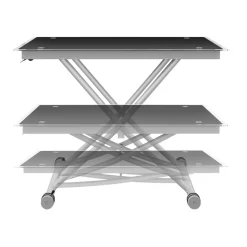 IDMarket Table basse relevable en table à manger verre trempé* Salon Complet|Tables Basses