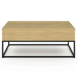 IDMarket Table basse relevable industrielle rectangulaire convertible en table à manger* Meubles Bas|Tables Basses