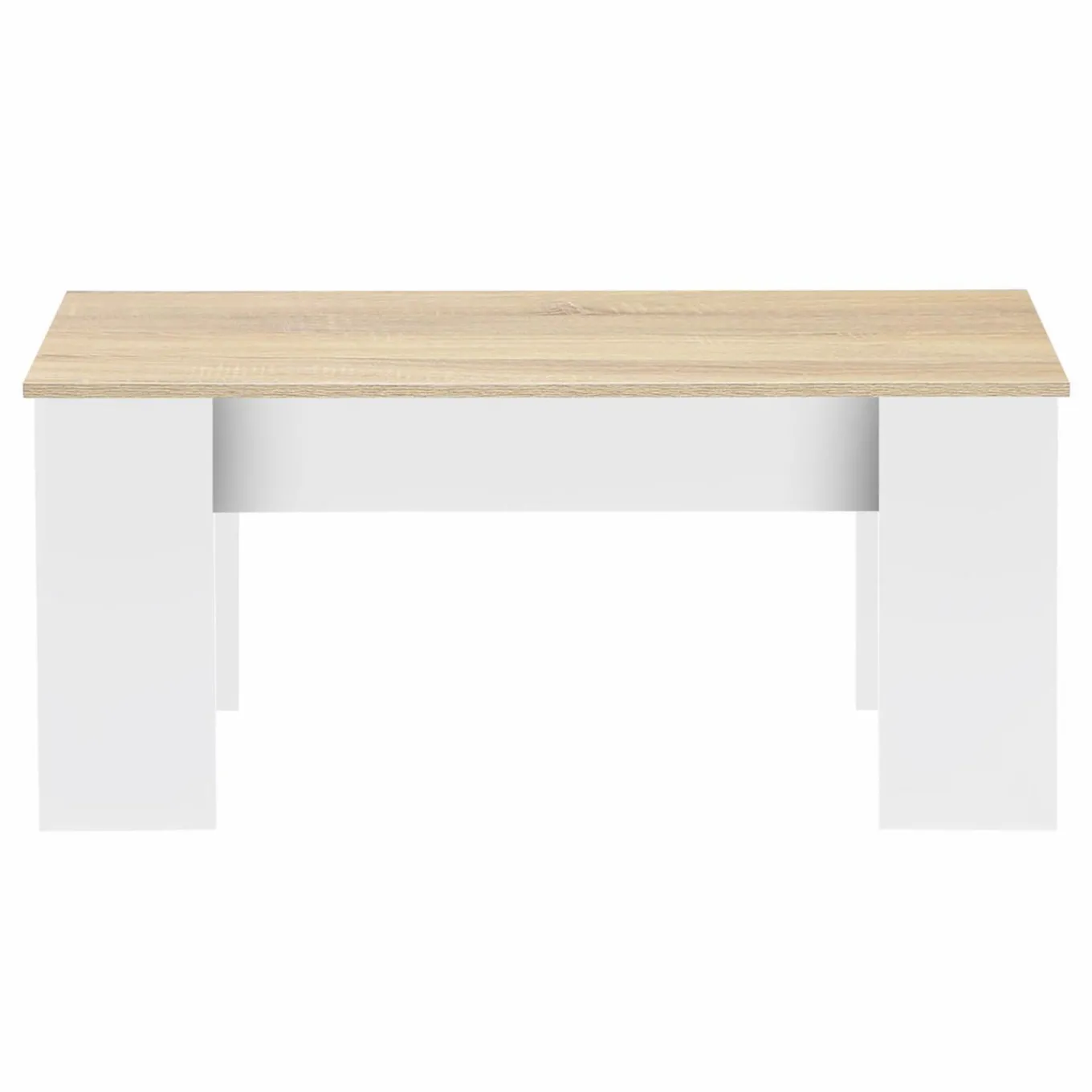 IDMarket Table basse relevable rectangulaire bois blanc et imitation hêtre* Collection Design|Salon Complet