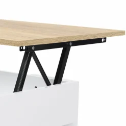 IDMarket Table basse relevable rectangulaire bois blanc et imitation hêtre* Collection Design|Salon Complet