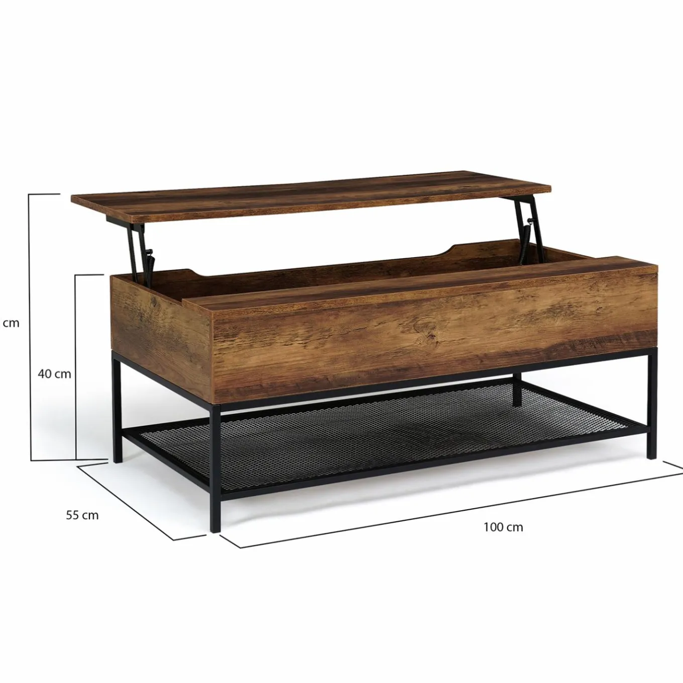 IDMarket Table basse relevable style industriel effet bois vieilli* Meubles Bas|Collection Industrielle