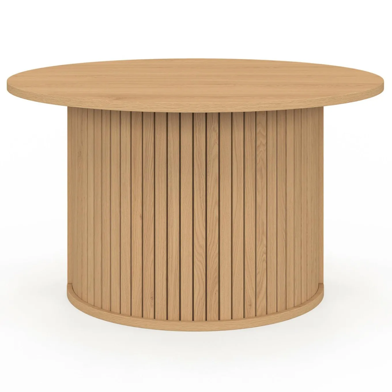 IDMarket Table basse ronde 70 cm lattes coloris chêne* Tables Basses|Collection Moderne