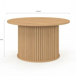 IDMarket Table basse ronde 70 cm lattes coloris chêne* Tables Basses|Collection Moderne