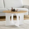 IDMarket Table basse ronde 70 cm pied arc blanc* Collection Contemporaine|Collection Moderne
