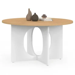 IDMarket Table basse ronde 70 cm pied arc blanc* Collection Contemporaine|Collection Moderne