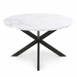 IDMarket Table basse ronde avec plateau effet marbre blanc 70 cm* Meubles Bas|Collection Moderne