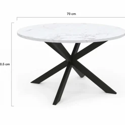 IDMarket Table basse ronde avec plateau effet marbre blanc 70 cm* Meubles Bas|Collection Moderne