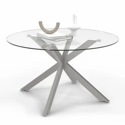 IDMarket Table basse ronde avec plateau verre et pied acier effet chromé* Tables Basses|Salon Complet