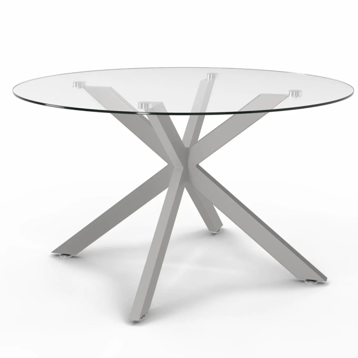 IDMarket Table basse ronde avec plateau verre et pied acier effet chromé* Tables Basses|Salon Complet