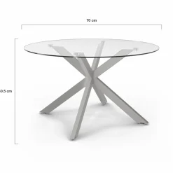 IDMarket Table basse ronde avec plateau verre et pied acier effet chromé* Tables Basses|Salon Complet