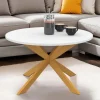 IDMarket Table basse ronde blanche et bois 70 cm pied araignée* Salon Complet|Tables Basses