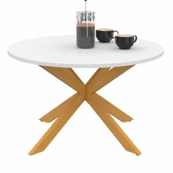 IDMarket Table basse ronde blanche et bois 70 cm pied araignée* Salon Complet|Tables Basses