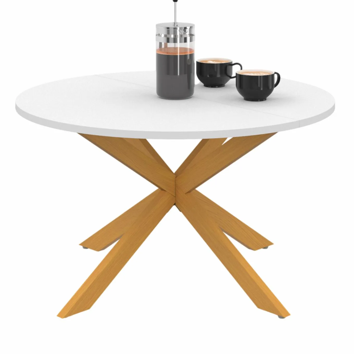 IDMarket Table basse ronde blanche et bois 70 cm pied araignée* Salon Complet|Tables Basses