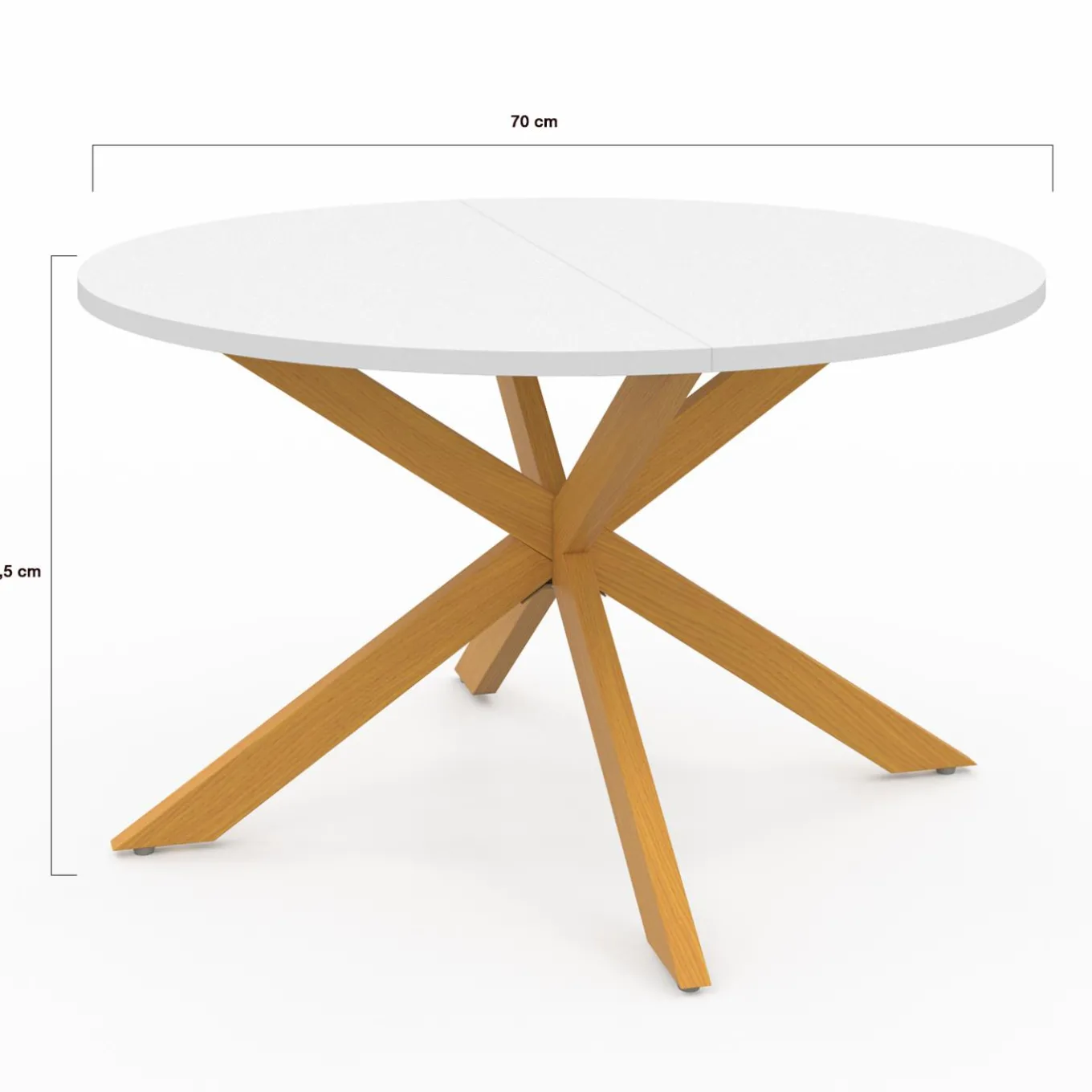 IDMarket Table basse ronde blanche et bois 70 cm pied araignée* Salon Complet|Tables Basses