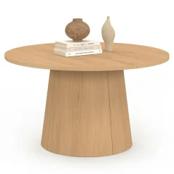 IDMarket Table basse ronde bois effet hêtre 70 cm pied central* Meubles En Bois|Tables Basses