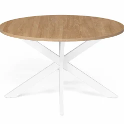 IDMarket Table basse ronde bois et blanche industrielle* Meubles Bas|Collection Moderne