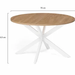 IDMarket Table basse ronde bois et blanche industrielle* Meubles Bas|Collection Moderne