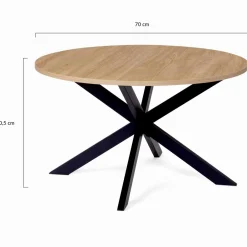 IDMarket Table basse ronde bois et noir pied araignée* Meubles Bas|Collection Industrielle