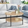 IDMarket Table basse ronde double plateau style industriel 70 cm* Collection Industrielle|Salon Complet