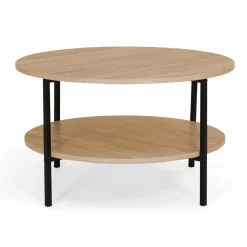IDMarket Table basse ronde double plateau style industriel 70 cm* Collection Industrielle|Salon Complet