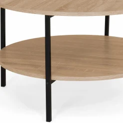IDMarket Table basse ronde double plateau style industriel 70 cm* Collection Industrielle|Salon Complet