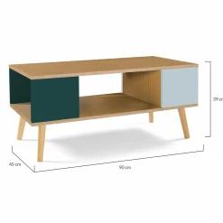IDMarket Table basse scandinave bois, vert clair et vert foncé* Collection Scandinave|Salon Complet