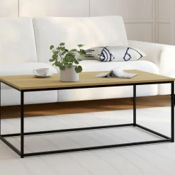 IDMarket Table basse style industriel bois et métal noir* Collection Industrielle|Salon Complet