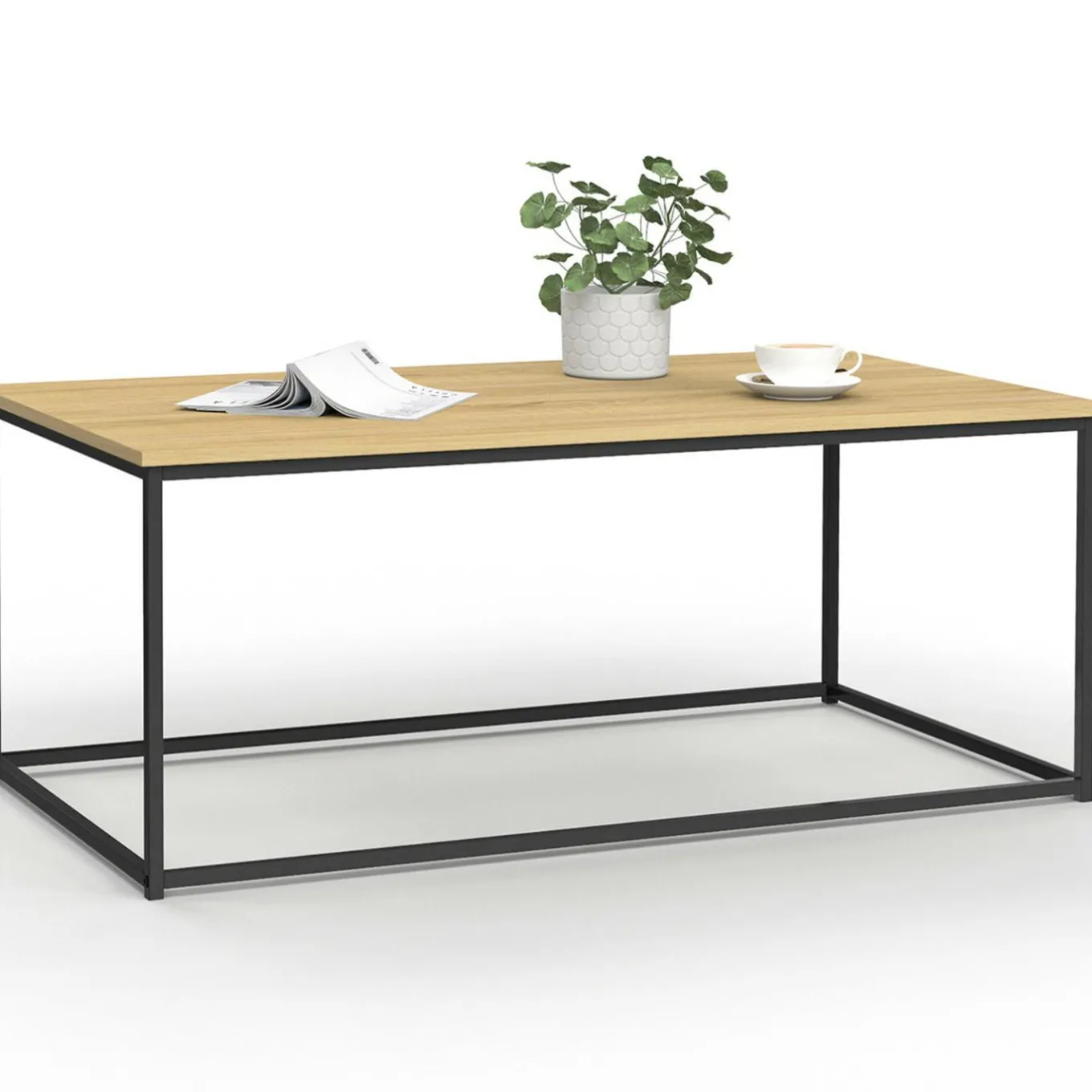 IDMarket Table basse style industriel bois et métal noir* Collection Industrielle|Salon Complet