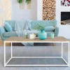 IDMarket Table basse style industriel bois et métal blanc* Collection Industrielle|Salon Complet