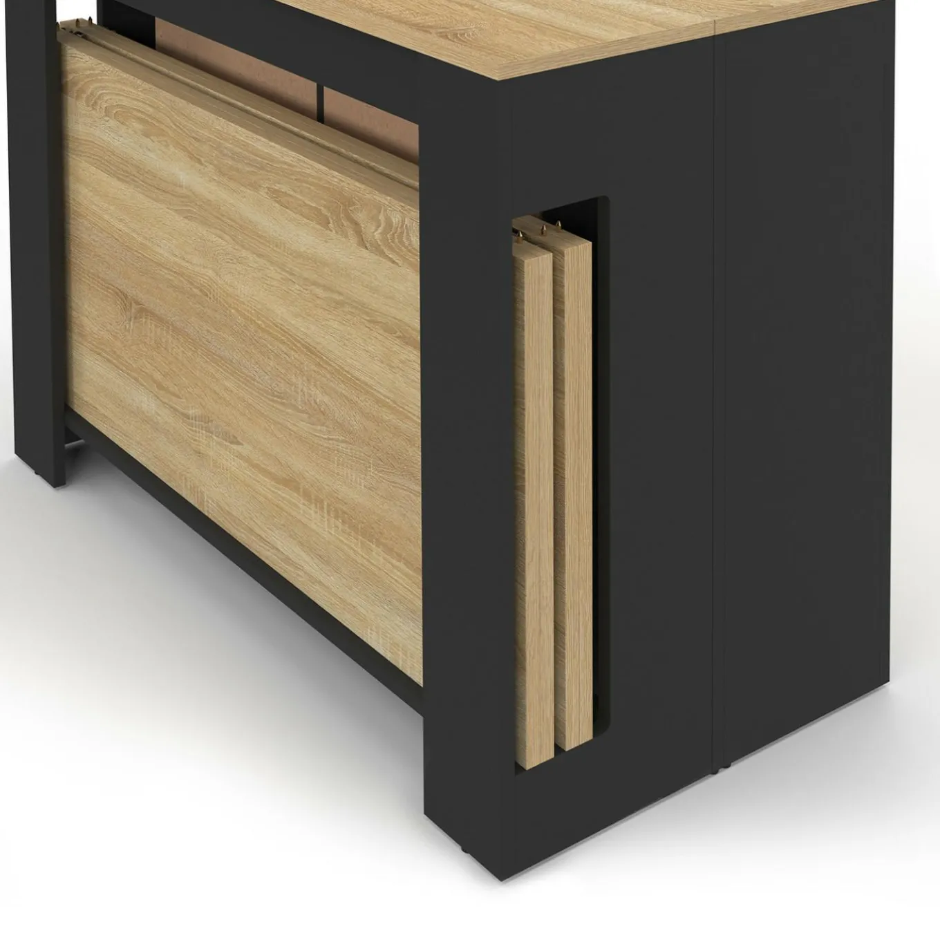 IDMarket Table buffet extensible 10 personnes 235 cm bois et noir* Meubles Noirs|Meubles En Bois