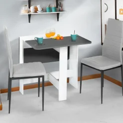 IDMarket Table console blanche et grise en bois* Meubles Blancs|Collection Contemporaine