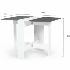IDMarket Table console blanche et grise en bois* Meubles Blancs|Collection Contemporaine
