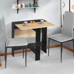 IDMarket Table console bois noir et imitation hêtre* Meubles Noirs|Collection Contemporaine