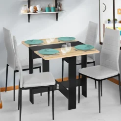 IDMarket Table console bois noir et imitation hêtre* Meubles Noirs|Collection Contemporaine