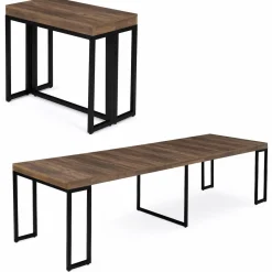 IDMarket Table console extensible bois foncé 10 personnes* Collection Industrielle|Consoles