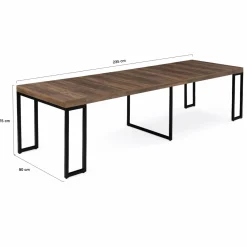 IDMarket Table console extensible bois foncé 10 personnes* Collection Industrielle|Consoles