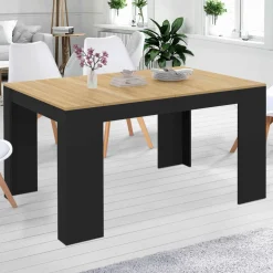 IDMarket Table console extensible noir et bois* Meubles En Bois|Petits Meubles