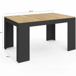 IDMarket Table console extensible noir et bois* Meubles En Bois|Petits Meubles