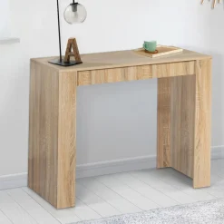 IDMarket Table console extensible imitation hêtre 6 personnes 140 cm* Meubles En Bois|Collection Design