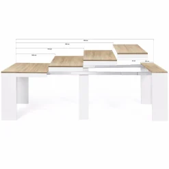 IDMarket Table console extensible bois façon hêtre et blanc 10 personnes* Consoles|Consoles De Cuisine
