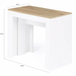 IDMarket Table console extensible bois façon hêtre et blanc 10 personnes* Consoles|Consoles De Cuisine