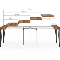 IDMarket Table console extensible 10 personnesdesign industriel 235 cm* Collection Vintage|Consoles