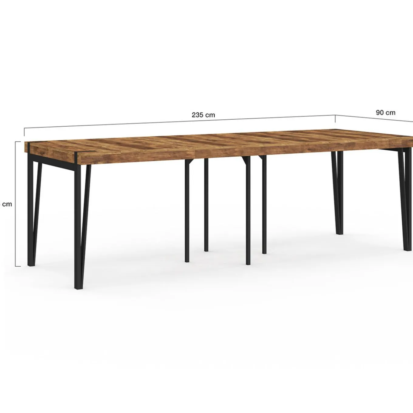 IDMarket Table console extensible 10 personnesdesign industriel 235 cm* Collection Vintage|Consoles
