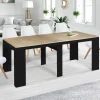 IDMarket Table console extensible 10 personnes bois noir et façon hêtre* Meubles En Bois|Consoles
