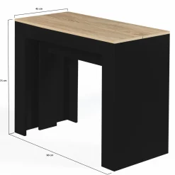 IDMarket Table console extensible 10 personnes bois noir et façon hêtre* Meubles En Bois|Consoles
